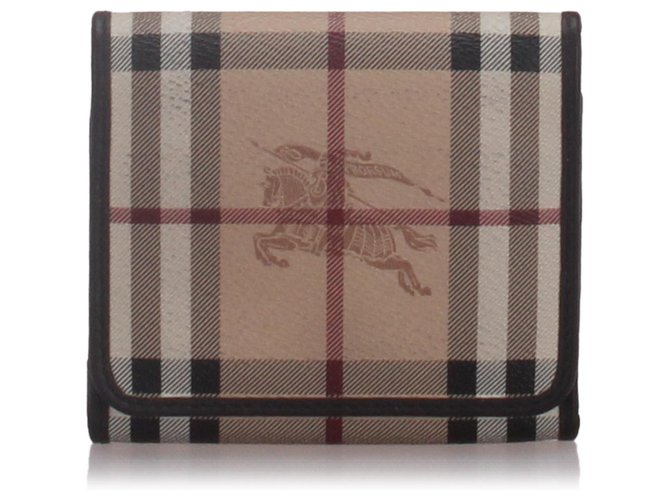 Burberry Brown House Check Coated Canvas Small Wallet Multiple colors Beige Leather Cloth Cloth  ref.169465