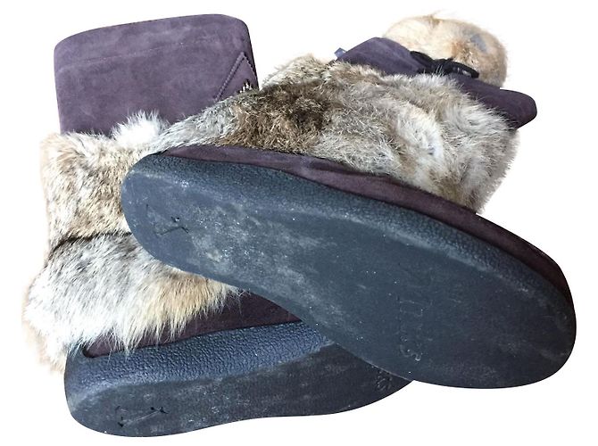Autre Marque Botas de inverno Muks em couro e pele marrom Castanho escuro