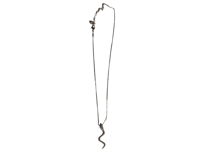 Stunning Swarovski necklace with snake pendant Silvery Steel  ref.169525