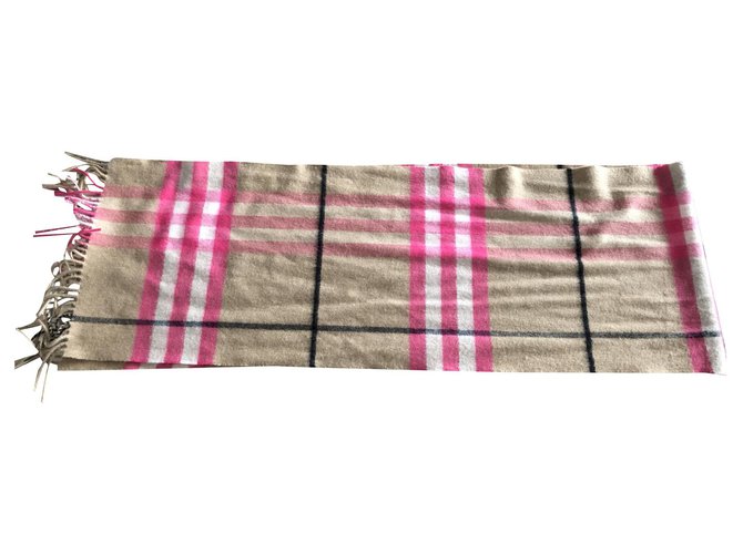 Burberry Scarves Black Pink White Beige Cashmere  ref.169543