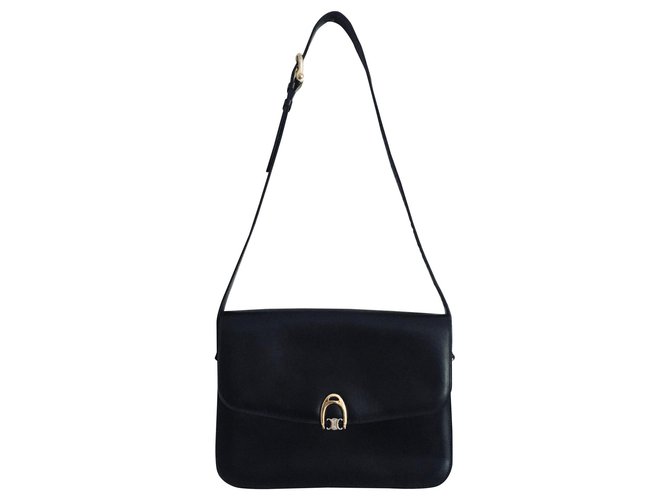 Céline Celine Triomphe Classic Box Black Leather  ref.169577