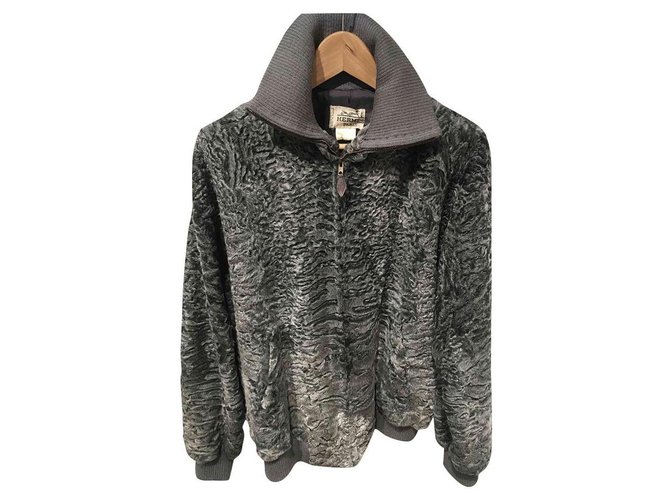 Hermès Jackets Grey Fur  ref.169615