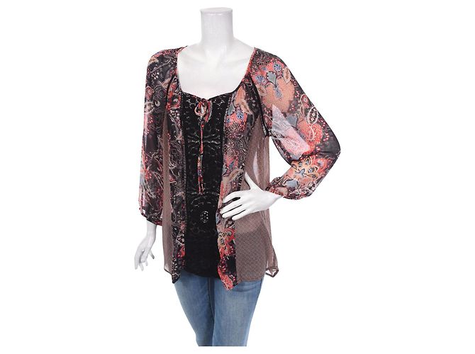 Cynthia Rowley Bluse Mehrfarbig Polyester Größe L Mehrfarben