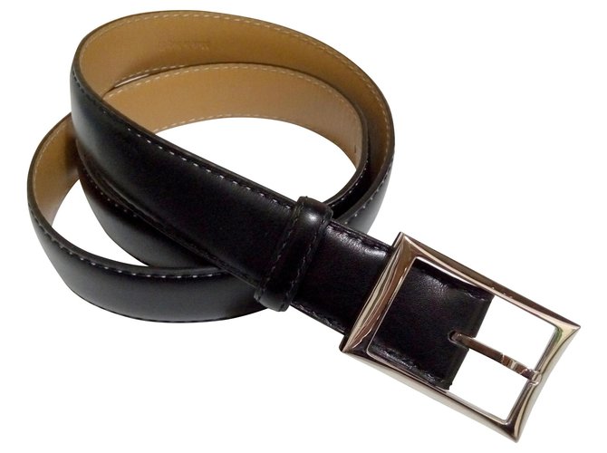 Cinturón clásico firmado por Berluti Negro Cuero  ref.169636