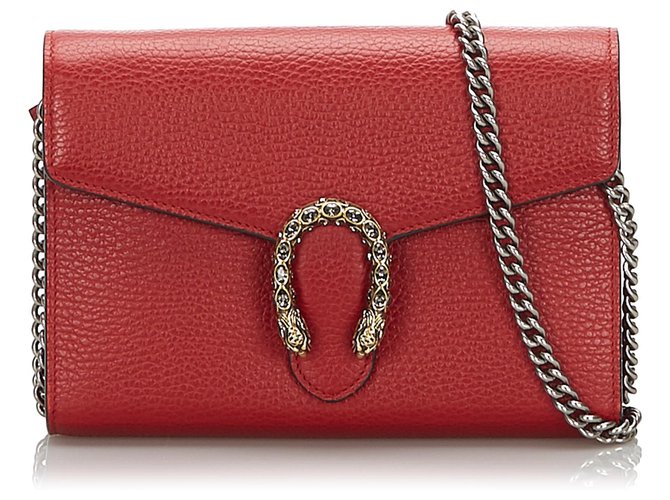 Gucci Red Leather Dionysus Wallet on Chain Pony-style calfskin  ref.169661