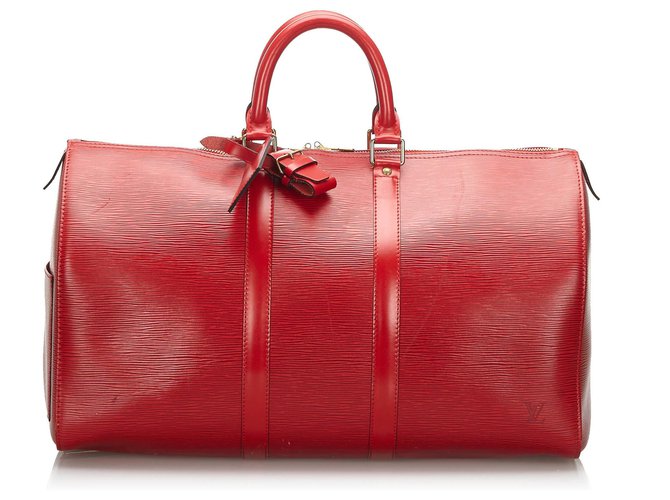 Louis Vuitton Red Epi Keepall 45 Rosso Pelle  ref.169670