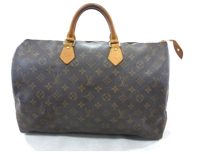 Louis Vuitton Speedy 40 monograma Castaño Cuero  ref.169750