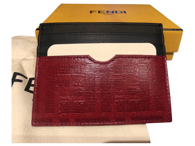 Fendi card wallet nuevo Roja Cuero  ref.169767