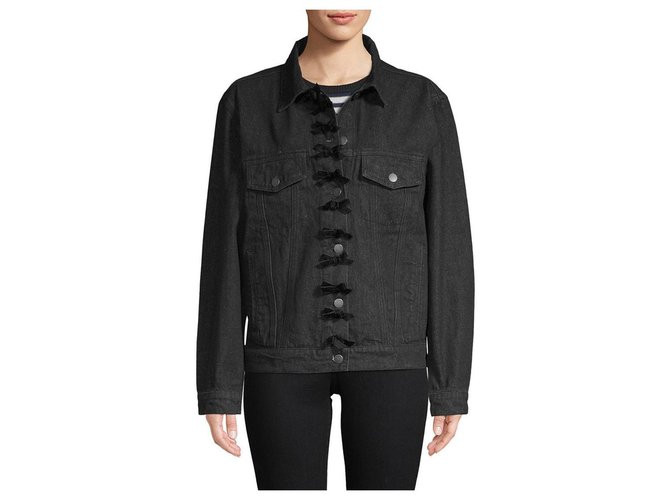 Manoush Jeans jacket with bows Black Cotton Denim  ref.169786