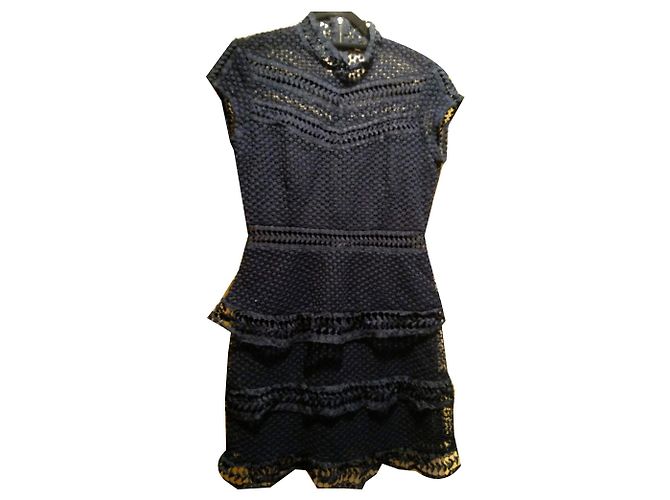 Autre Marque Y.A.S. Kleid aus blauem Spitzenstoff Marineblau
