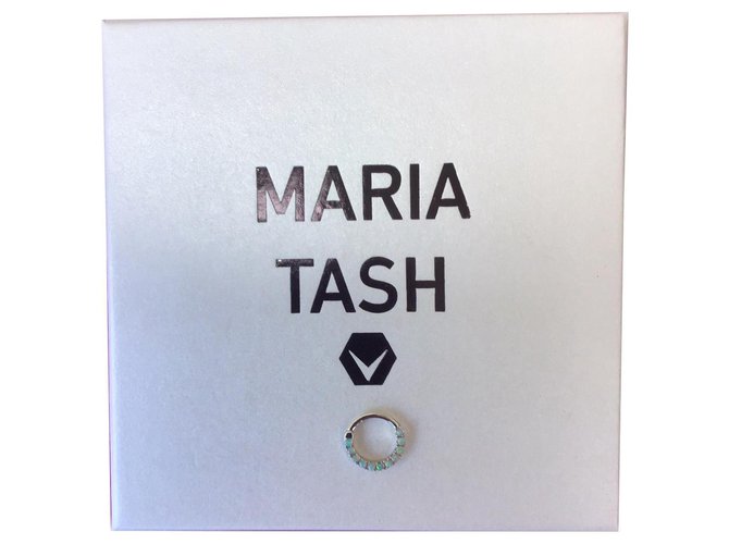 Autre Marque Maria Tash 16sol 8mm Opal Horizontal Eternity Clicker Blanco Multicolor Oro blanco  ref.169863