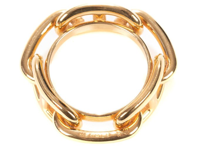 Anel para cachecol Hermès "Corrente de âncora de regata" em metal banhado a ouro Dourado  ref.169869