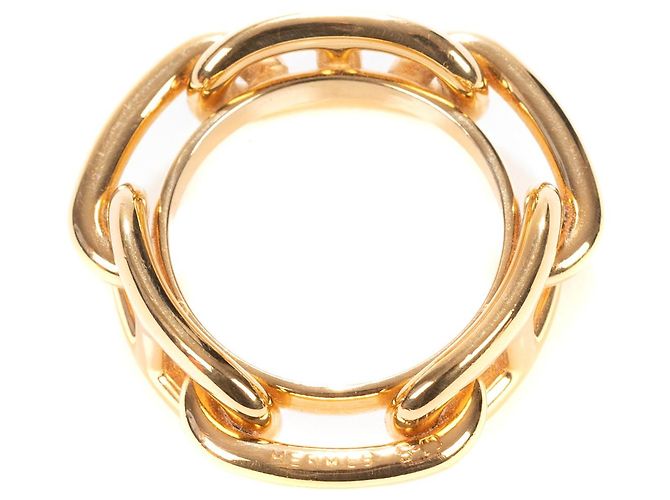 Anello sciarpa Hermès "Catena da regata" in metallo placcato oro D'oro