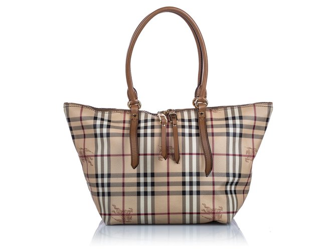 Burberry Brown Haymarket Check Salisbury Tote Multiple colors Beige Leather Cloth Cloth  ref.169899