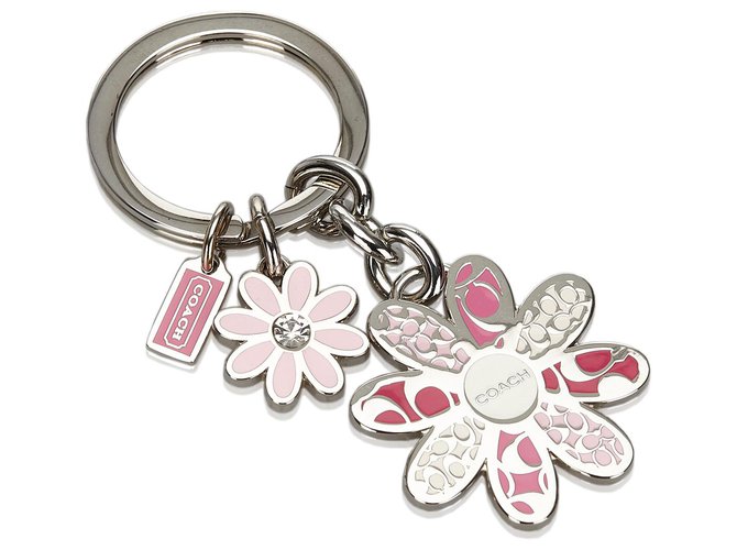 Porte-clés floral en métal rose Coach Multicolore  ref.169901