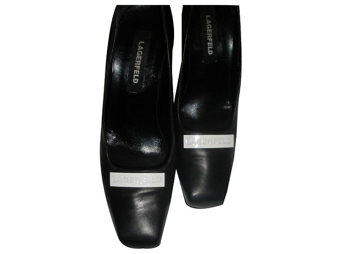 Karl Lagerfeld Pumps aus Leder Schwarz