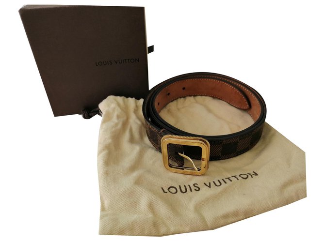 Louis Vuitton Ceinture Damier Ebene Tresor Cuir Marron  ref.169942