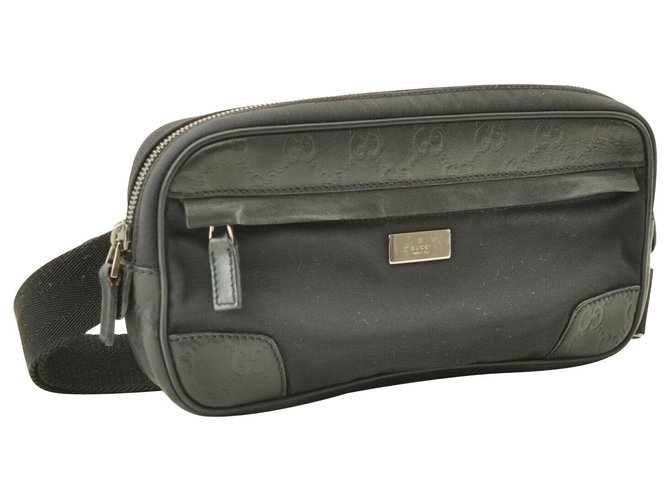 Gucci Vintage Clutch Bag Schwarz Leinwand  ref.169958