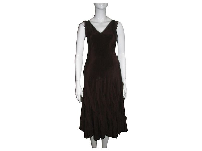 Vestido de seda DKNY marrom chocolate