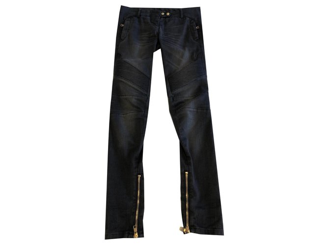 Balmain Jeans Dark grey Cotton  ref.170051