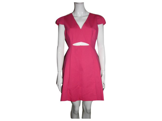 Halston Heritage Vestido rosa com recortes Poliéster Viscose Elastano  ref.170063