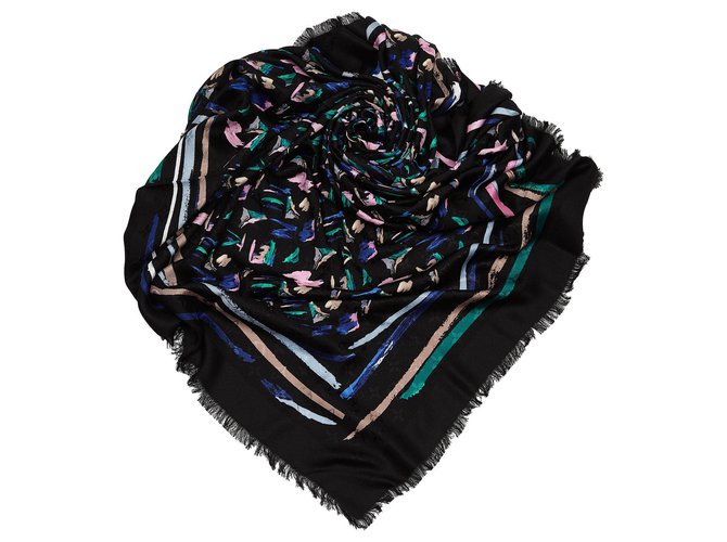 Louis Vuitton Black Splash Scarf Multiple colors Silk Wool Cloth  ref.170129