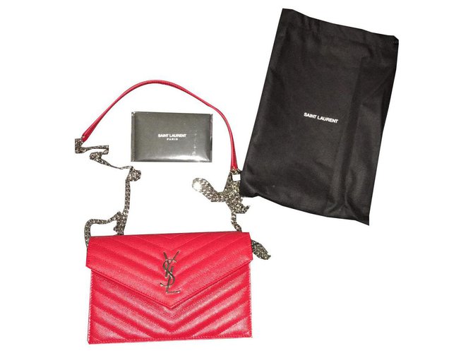 Shopping Monogramme Yves Saint Laurent Taschen Rot Leder  ref.170160