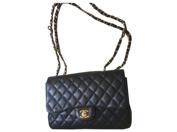 Chanel Timeless jumbo Black Leather  ref.170176