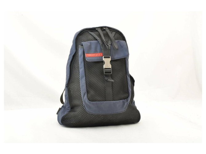 Prada backpack Blue Synthetic  ref.170184
