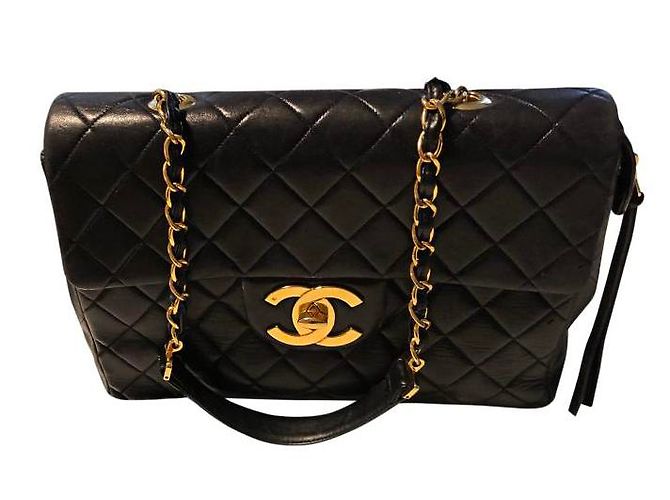 Timeless Borsa a mano Chanel Jumbo GM in pelle nera Nero