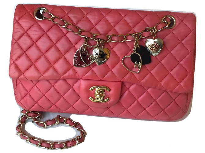 Chanel Quilted Heart Charm Flap Bag - Pink Shoulder Bags, Handbags