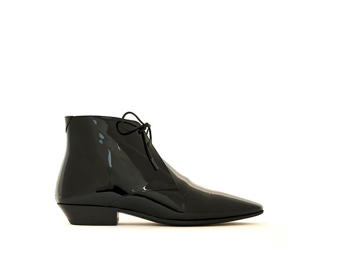 Botines Saint Laurent Jonas en charol negro 37.5