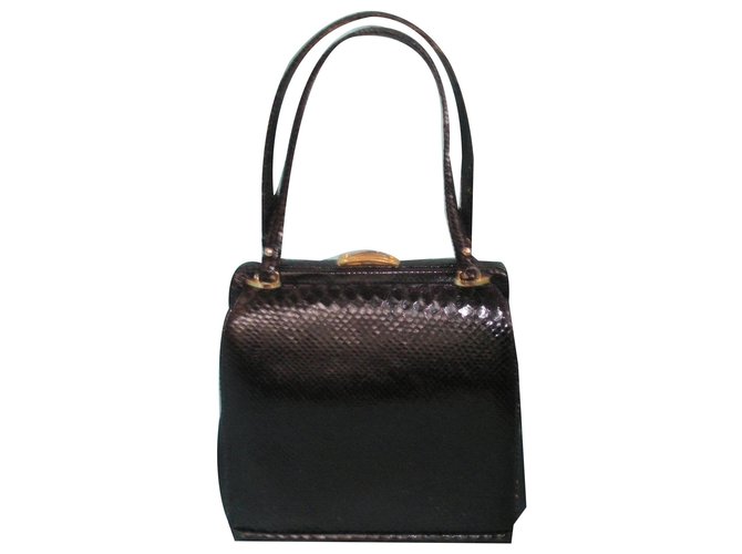 Autre Marque Python Handtasche Schwarz 