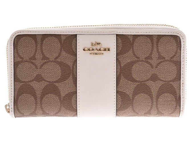 Coach Signature outlet Beige Leather  ref.170269