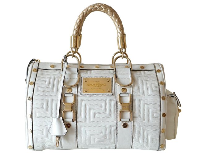 Gianni Versace Handtaschen Weiß Golden Leder  ref.269467