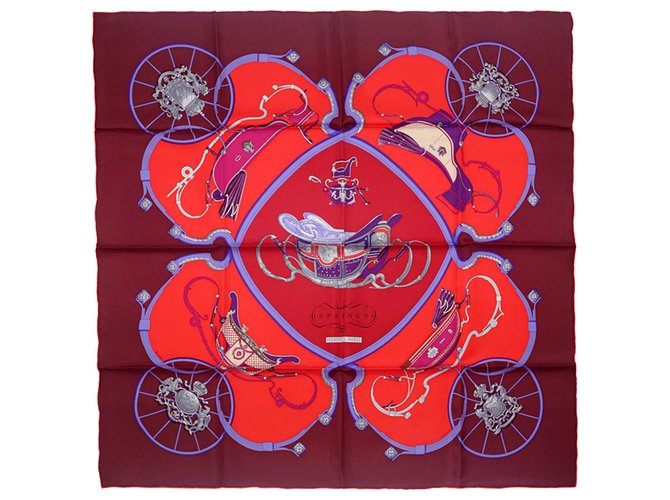 Hermès Springs Rosso Multicolore Bordò Seta  ref.170380