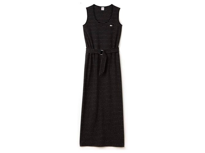 Lacoste Live Dresses Black Cotton Linen  ref.170387