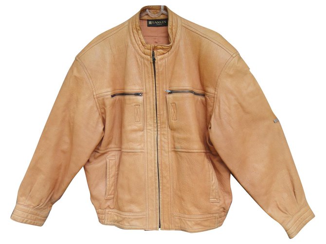 blouson Lanvin vintage t 54 Cuir d'agneau Beige  ref.170390