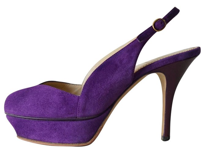 Yves Saint Laurent Sandals Purple Suede Patent leather  ref.170404
