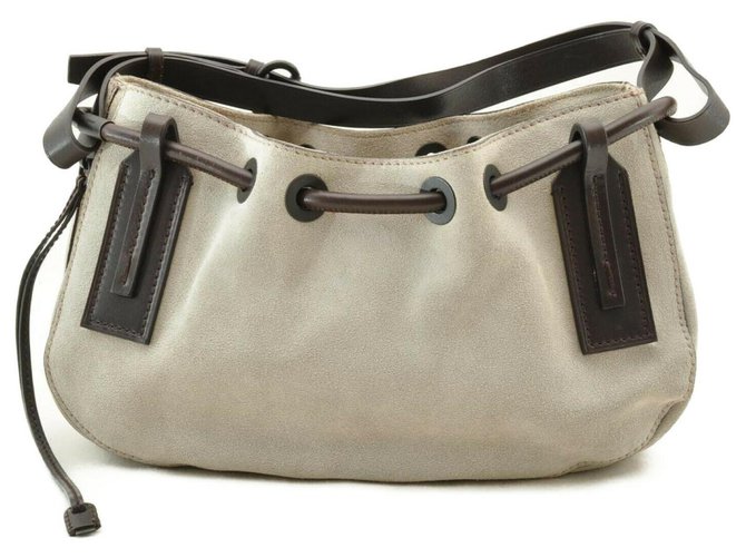Gucci Vintage Shoulder Bag Grey Suede  ref.170429