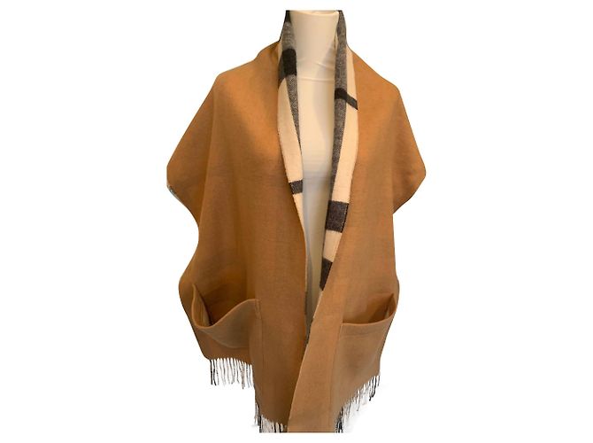 Cachecol Burberry de cashmere e merino bege