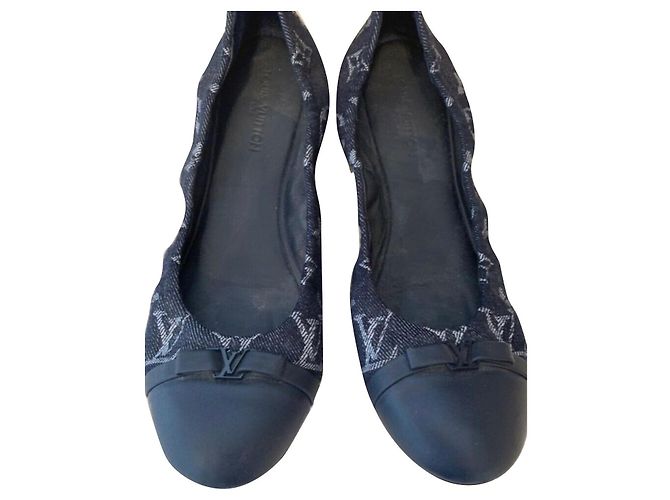 Ballerine Louis Vuitton Blu in Cotone 38.5