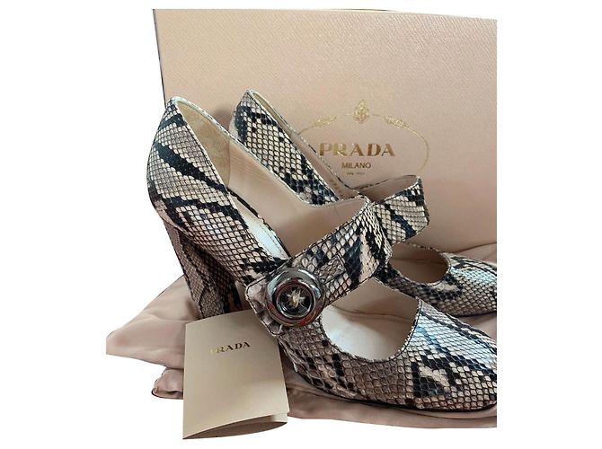 Prada Absatzschuhe Dunkelgrau Exotisches Leder 38.5 Anthrazitgrau
