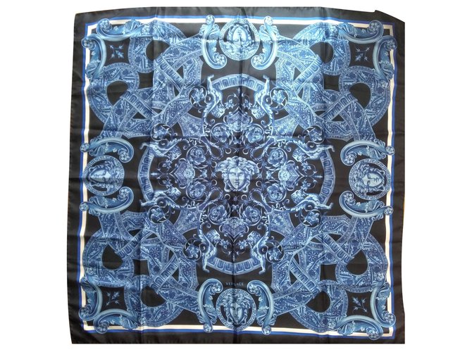 Gianni Versace Silk scarves Blue  ref.170553