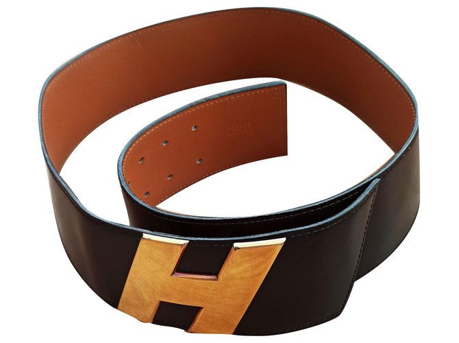 Hermès H Dark brown Leather  ref.170560