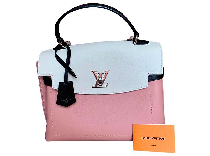 Lockit Louis Vuitton Lockme Ever Lammleder Handtasche Schwarz Rosa Weiß Pink