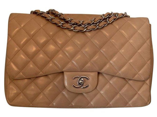 Chanel Bege Couro  ref.170567