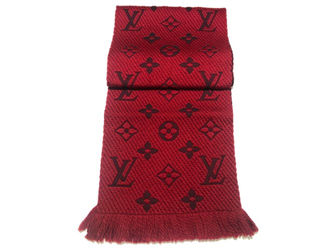 Lenço Louis Vuitton logomania Vermelho Seda Lã  ref.170573