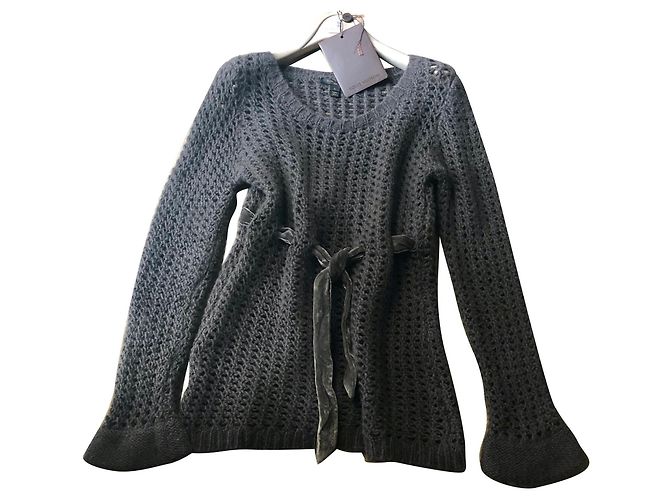Louis Vuitton Fischernetz 100% Kaschmir Pullover mit Samtband Taupe 