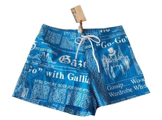 Neuf John Galliano Newspaper... Short de bain Underwear T/3 soit 42FR Polyester Bleu clair  ref.170608